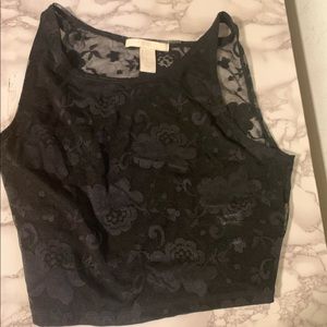 Black lace crop top